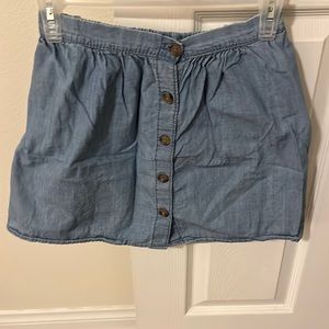 Blue button up skirt with pockets